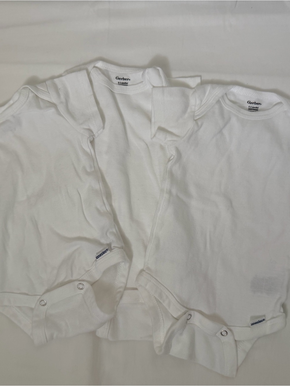 Baby White Bodysuit Onesie Bundle 0-3M Gerber 3 Pack